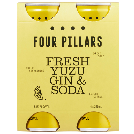 Four Pillars Fresh Yuzu Gin & Soda 250ml Cans 4PK