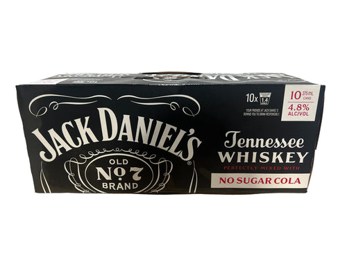 Jack Daniels & Cola No Sugar Cans 10PK